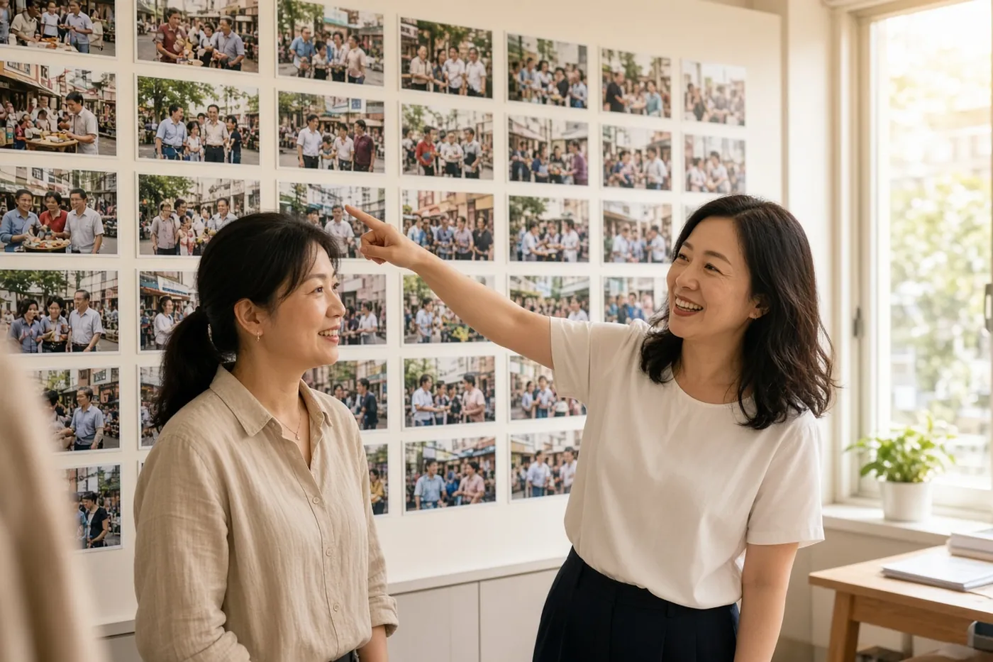 辦公室牆上排滿不同議題的影片